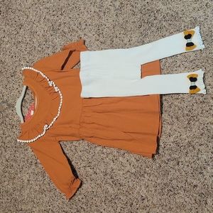 Pumpkin orange dress and marltxhing leggings